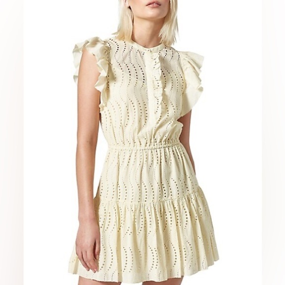 NWT Joie The Krystina Dress Lace Eyelet Mini Sundress Dress Floral Cream M - Picture 4 of 12
